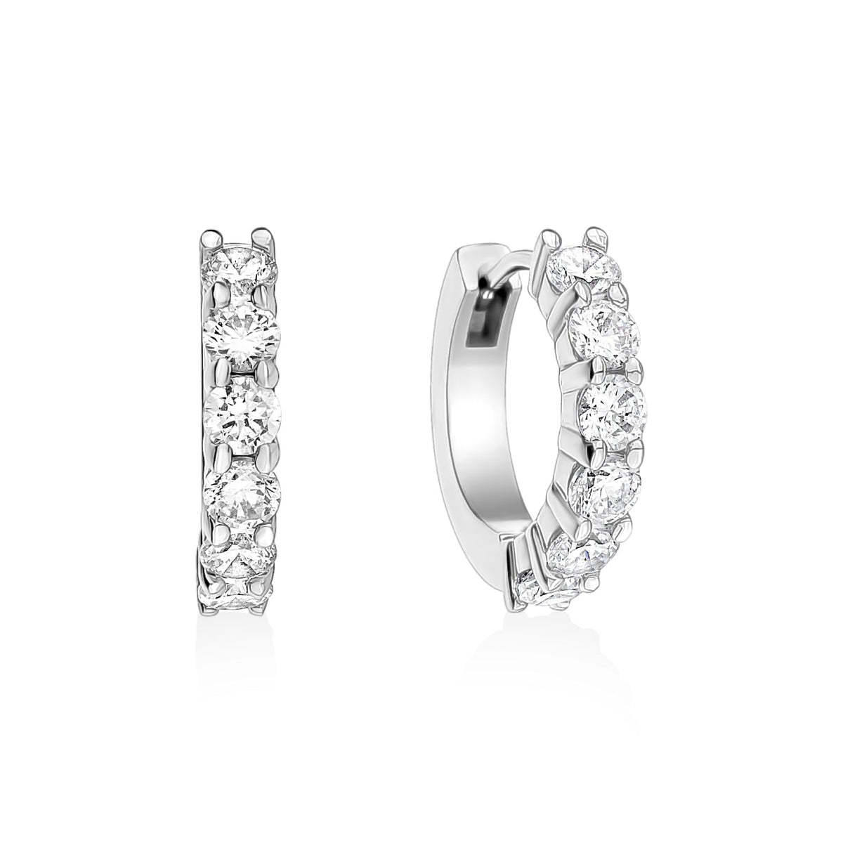 C.Z. Huggies Earrings (16Mm) - Silver
