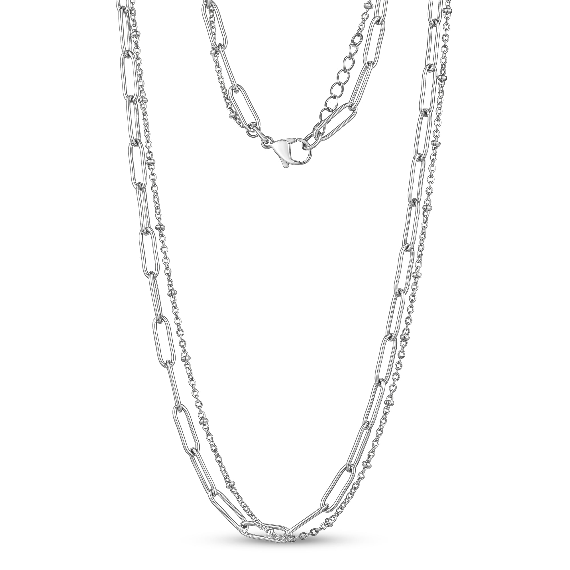Double Paper Clip Chain - Silver