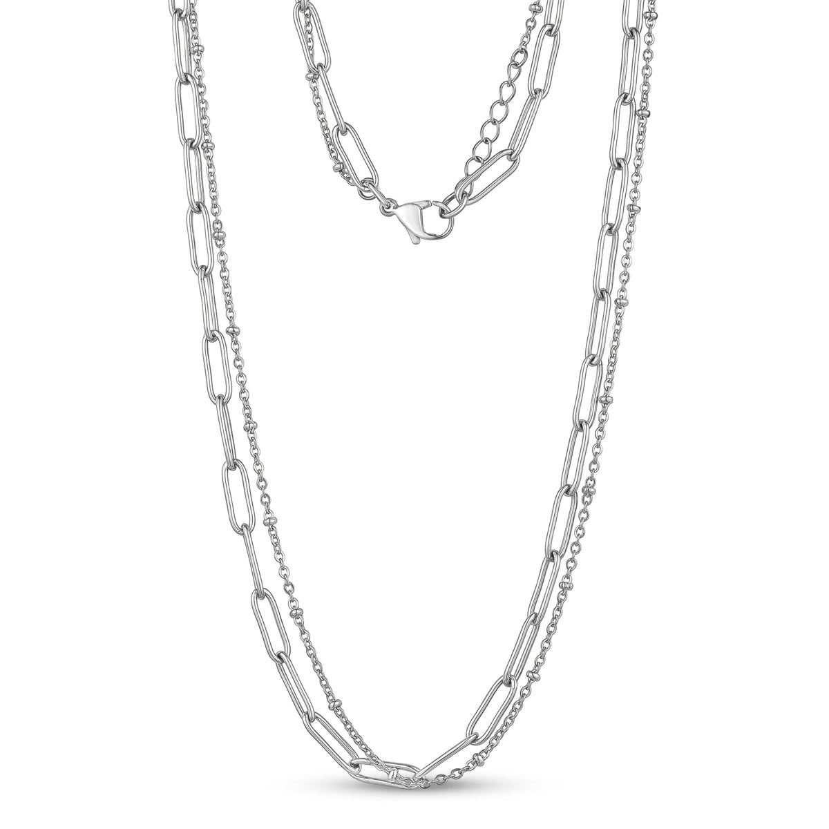 Double Paper Clip Chain - Silver
