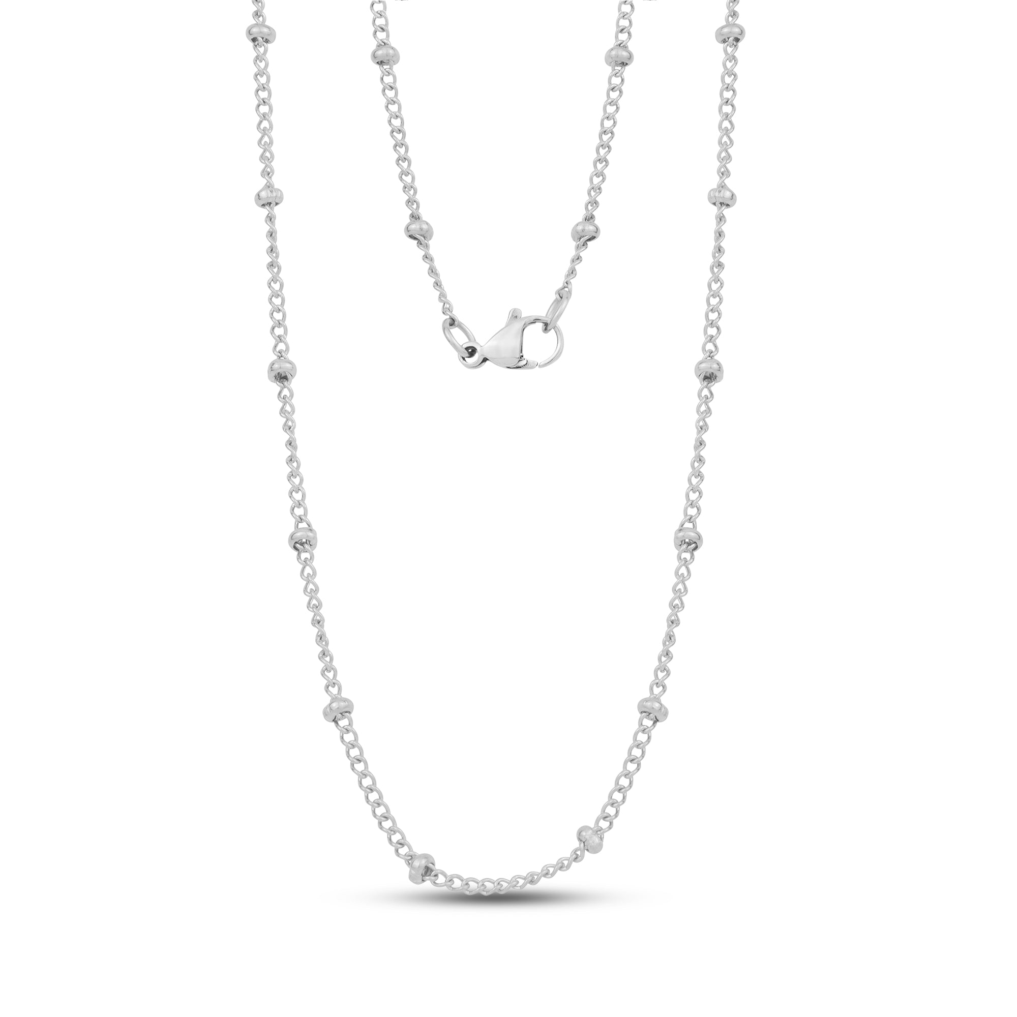 Beaded Curb Chain - Silver