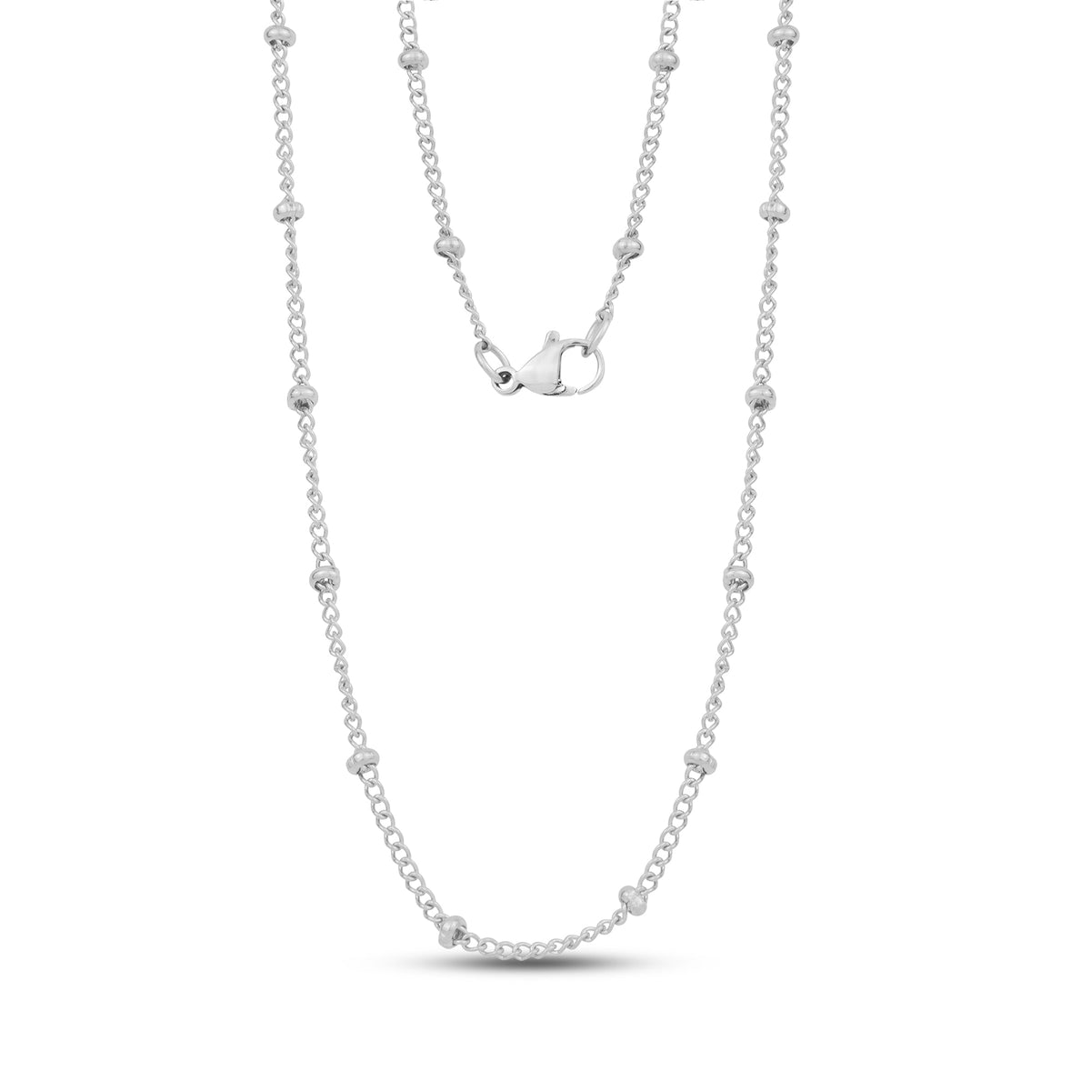 Beaded Curb Chain - Silver