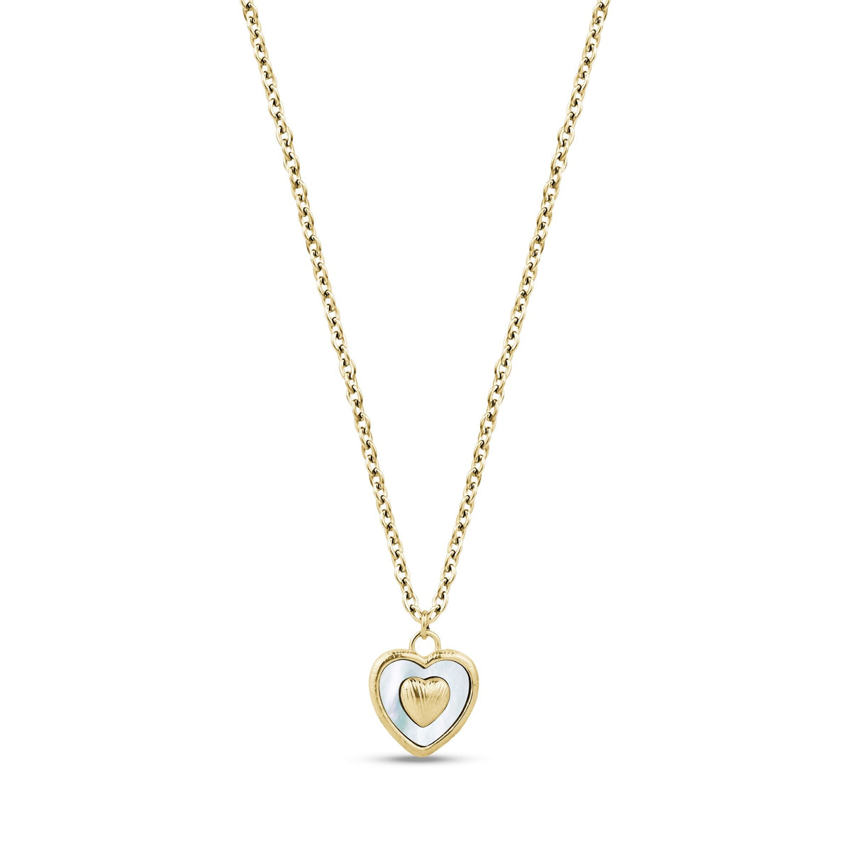 Textured Heart Pendant Necklace - Gold