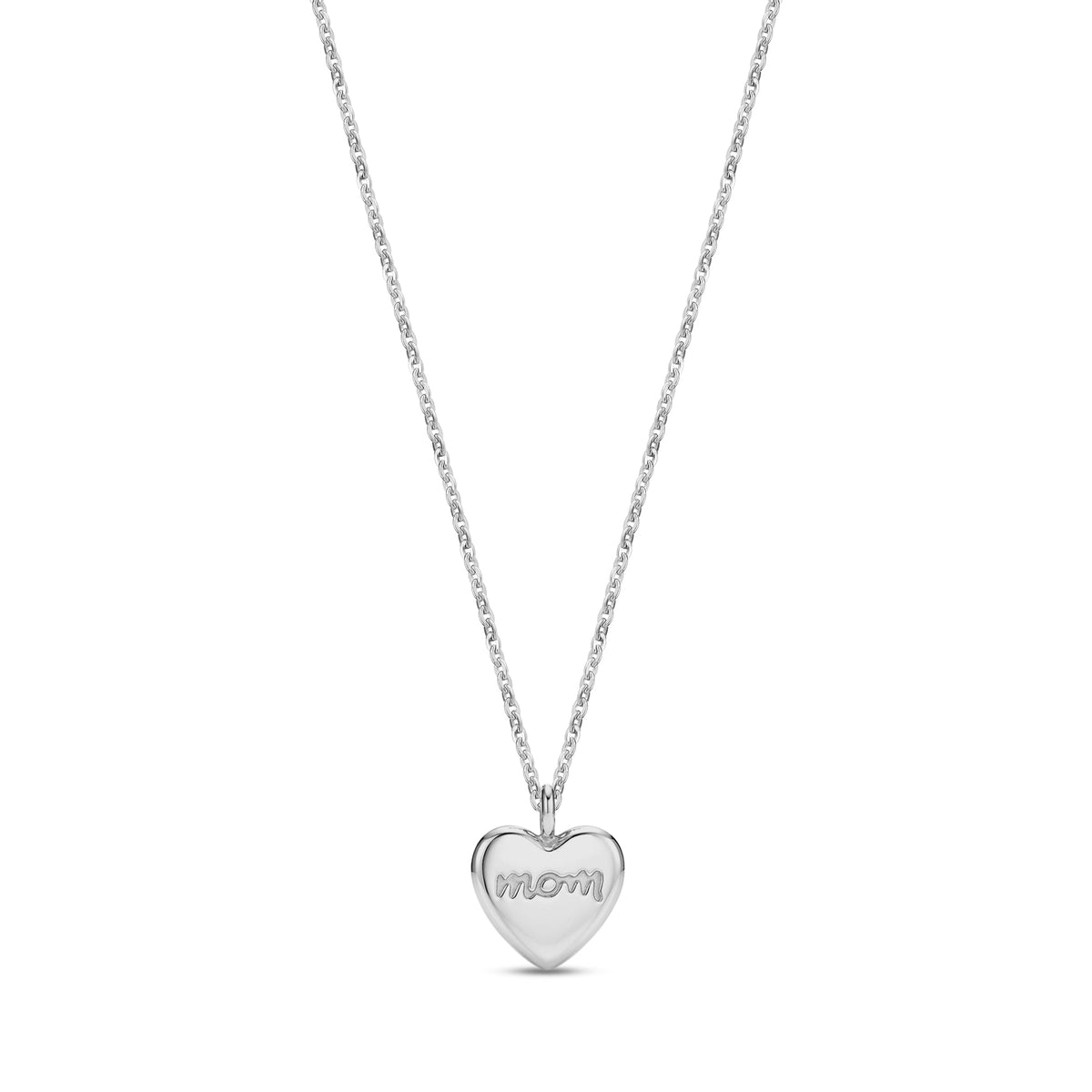 Personalized Mom Heart Pendant - Silver