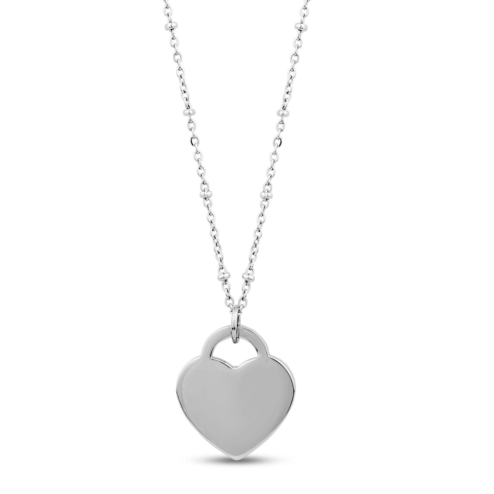Heart Pendant W/ Diamond Cut Chain - Silver