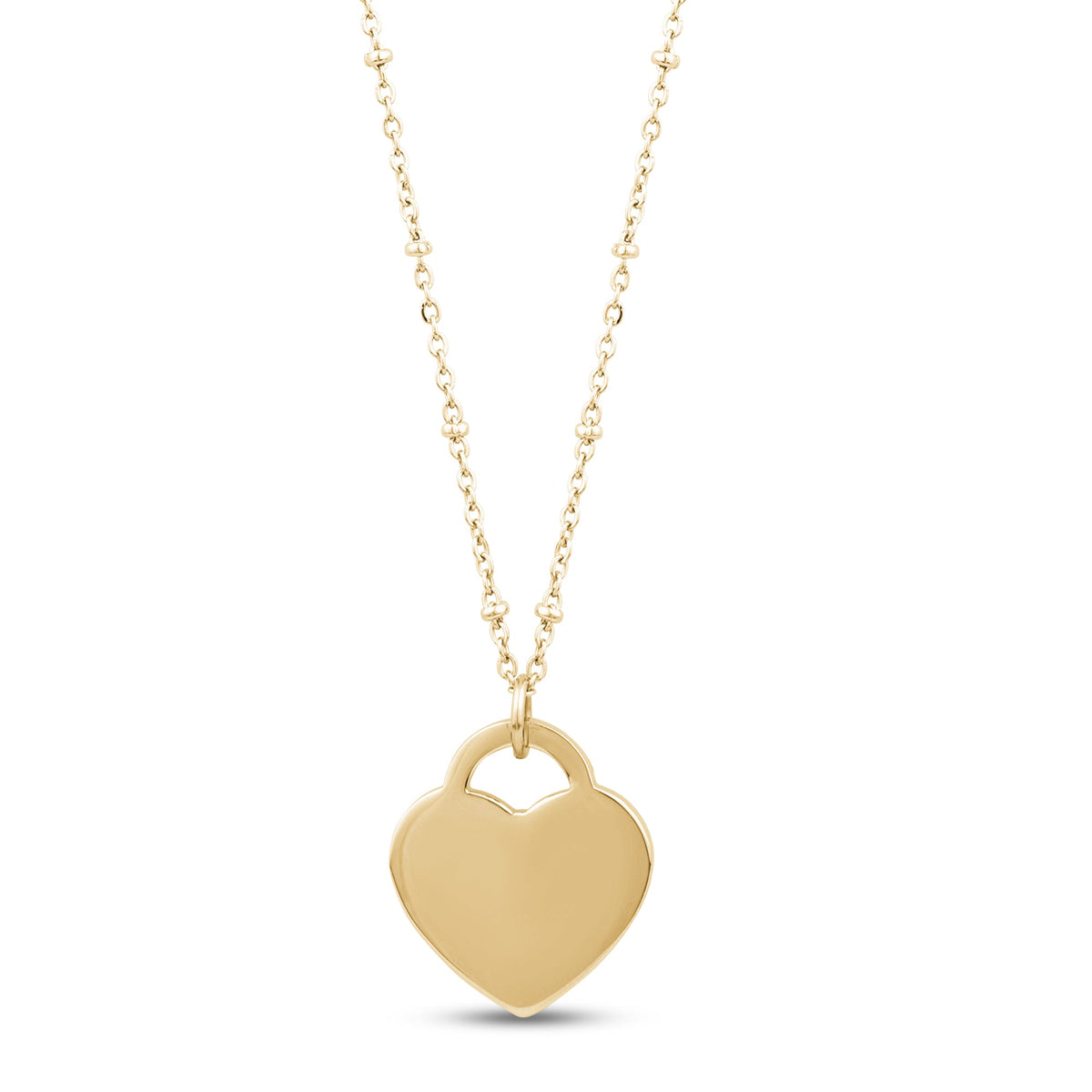 Heart Pendant W/ Diamond Cut Chain - Gold
