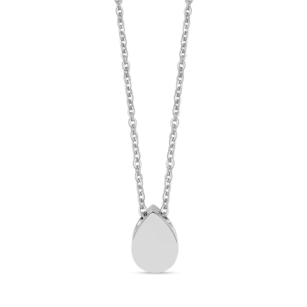 Minimal Pear Shape Cremation Pendant - Silver