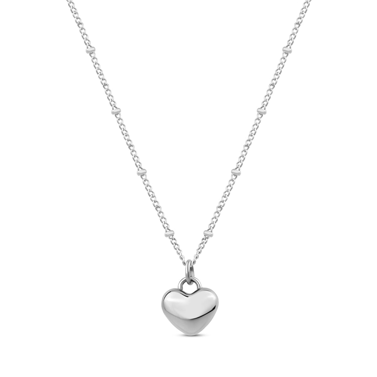 Puffy Heart Pendant - Silver