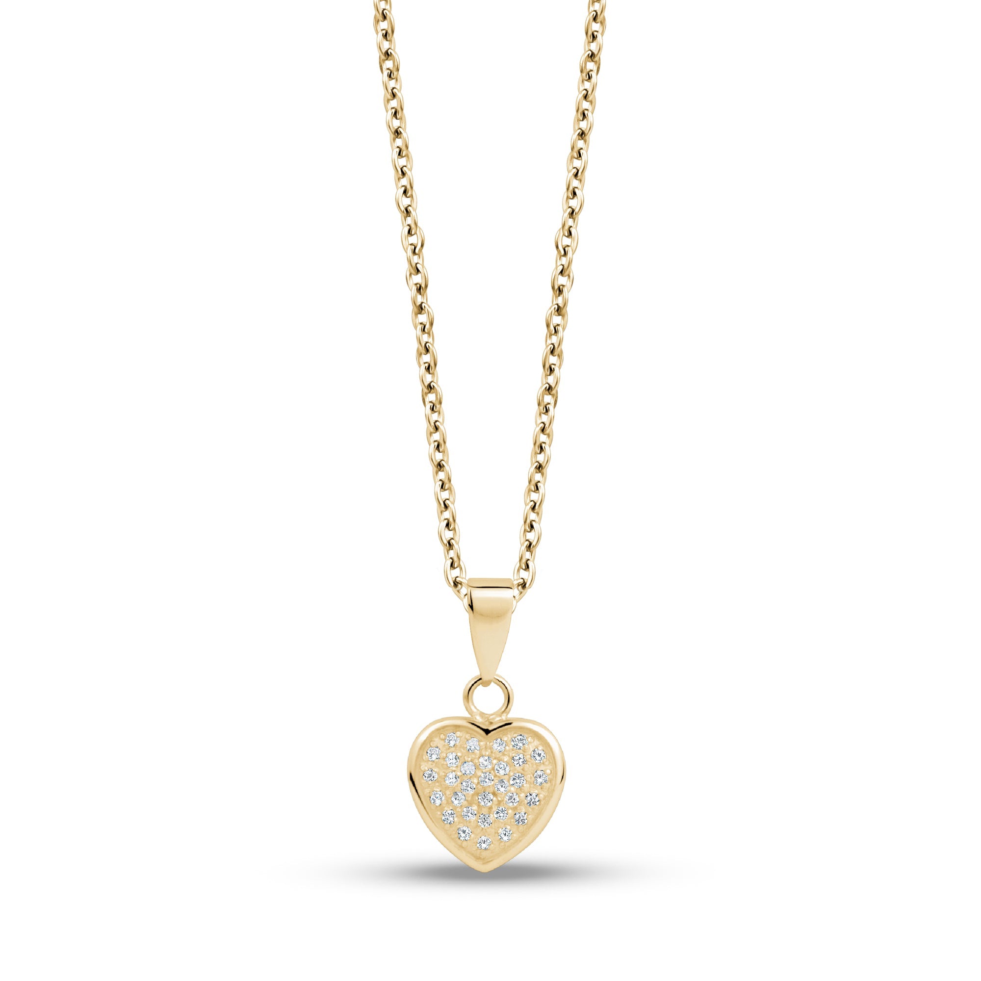 C.Z. Paved Heart Pendant - Gold