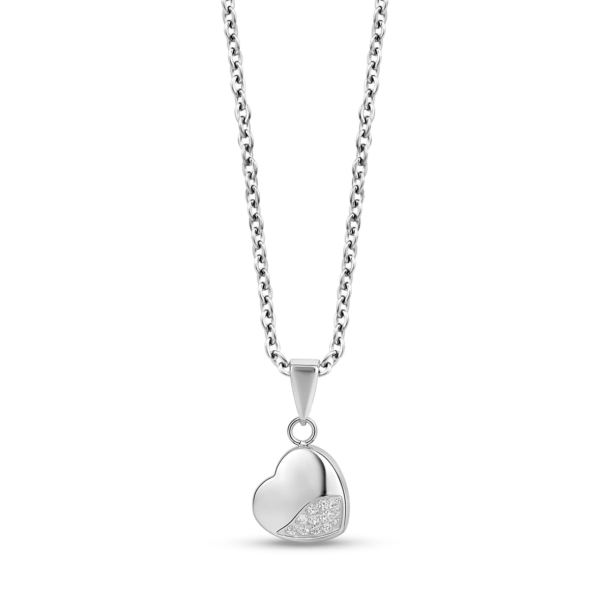 C.Z. Heart Pendant - Silver