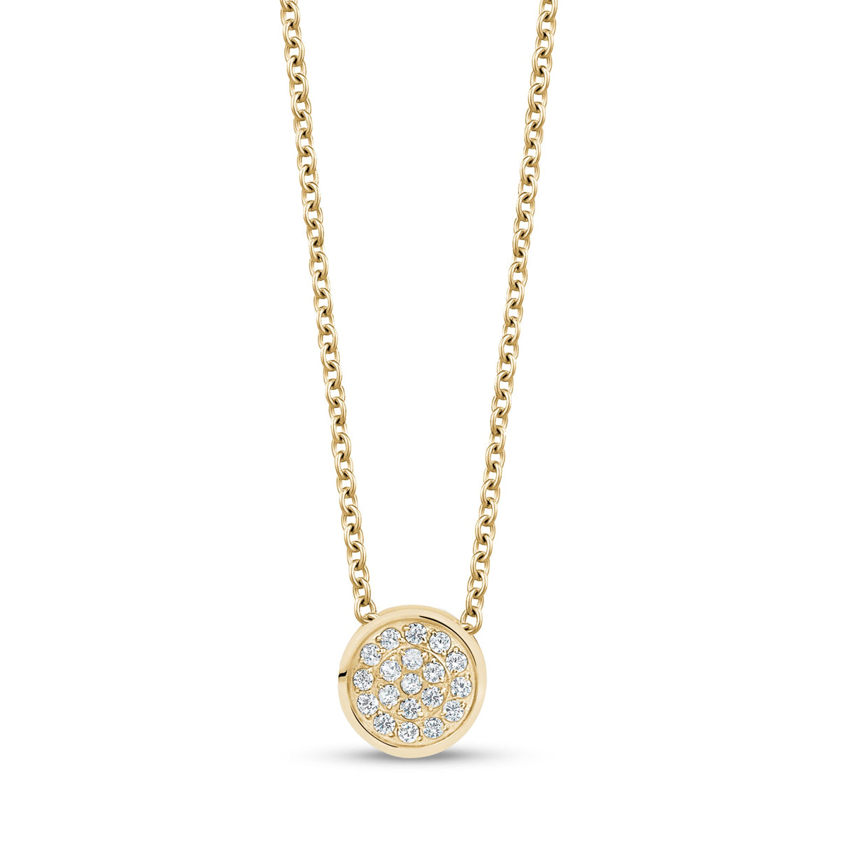 Paved Round C.Z. Stud Pendant - Gold