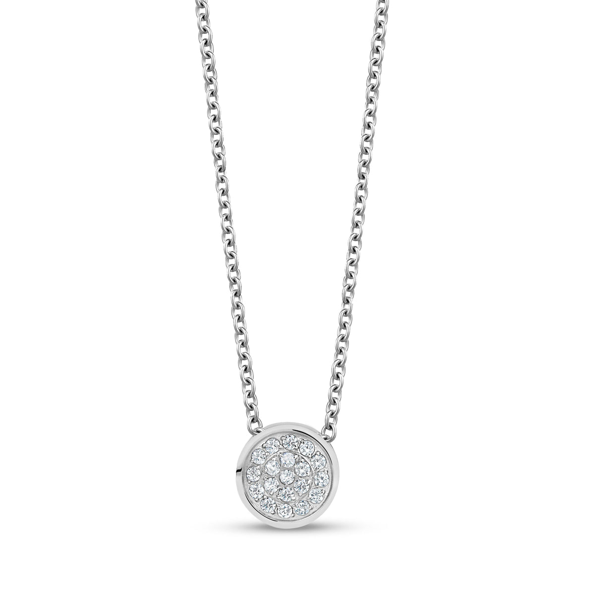 Paved Round C.Z. Stud Pendant - Silver