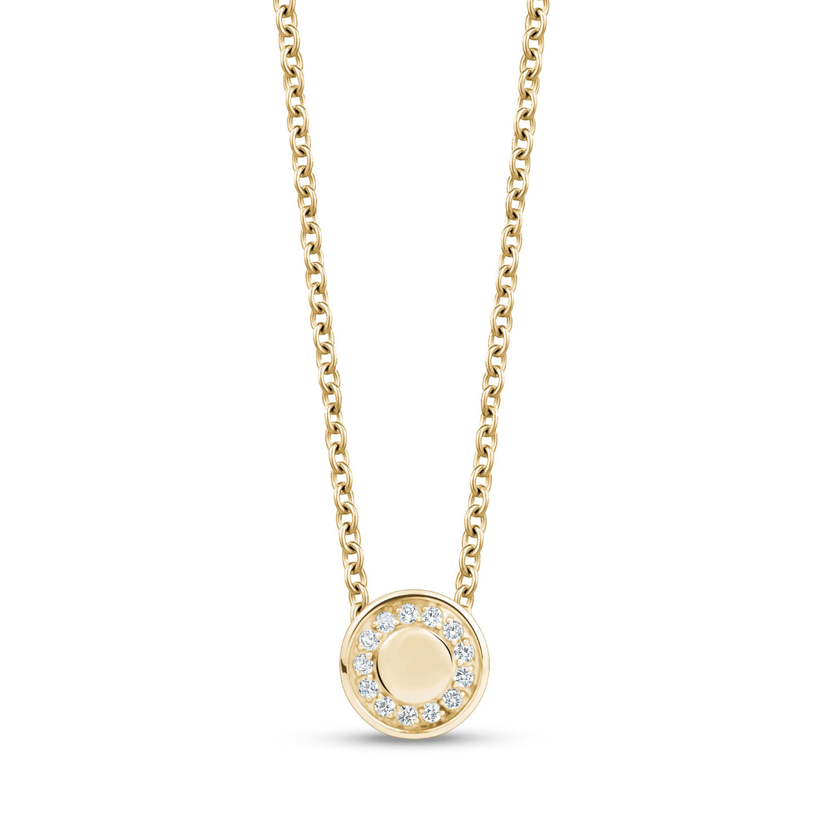 Round C.Z. Stud Pendant - Gold