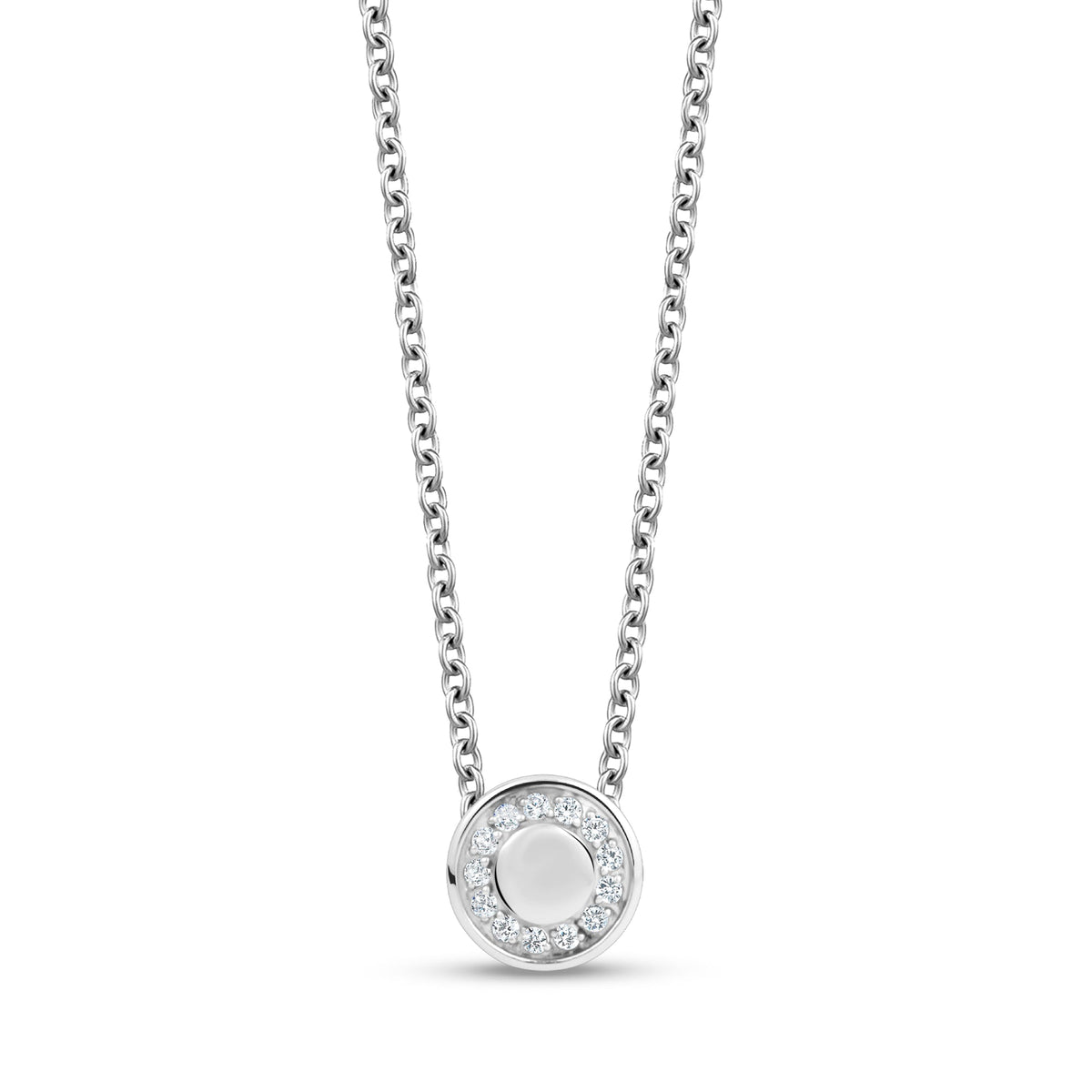 Round C.Z. Stud Pendant - Silver