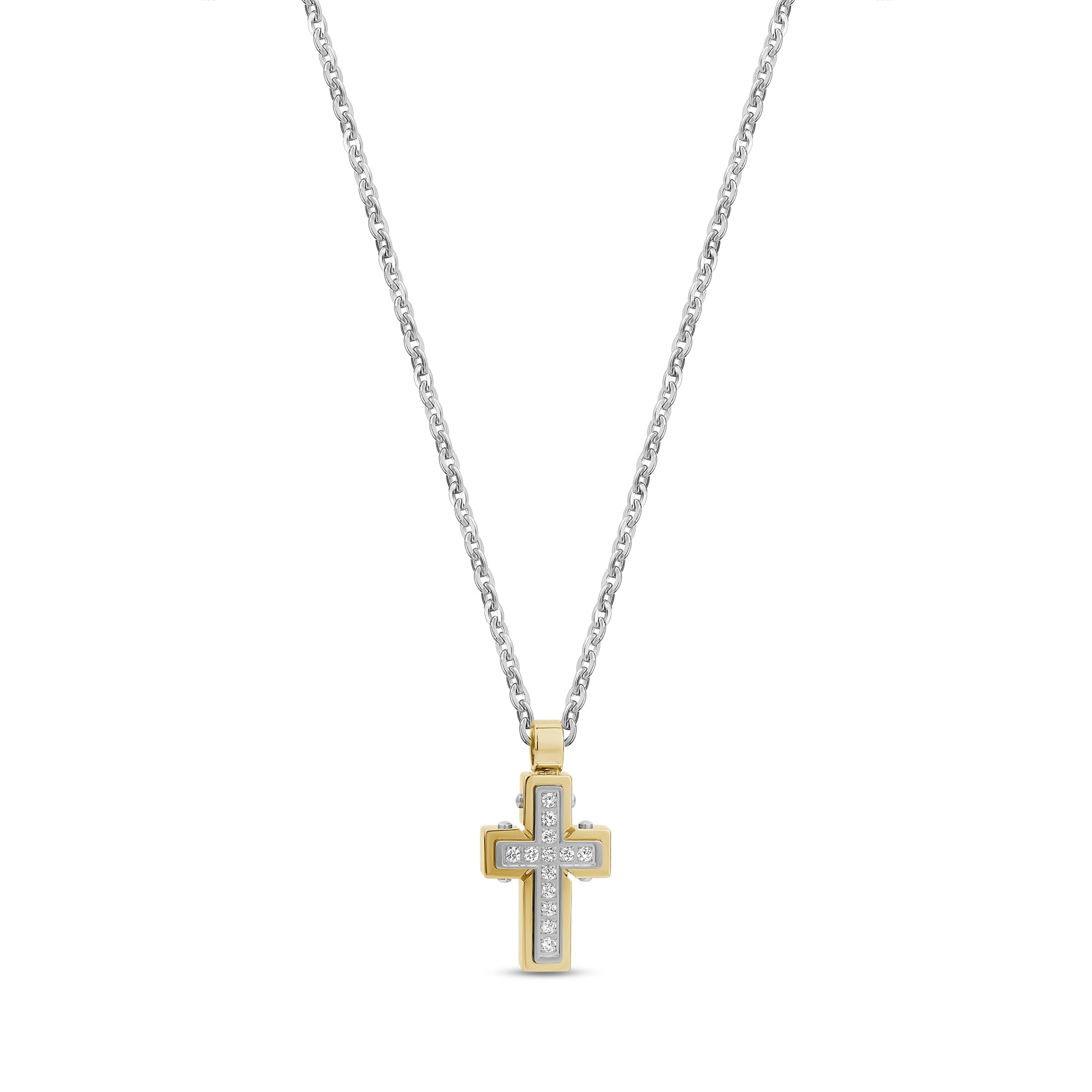 Stone Set Ashes Cross Pendant - Gold
