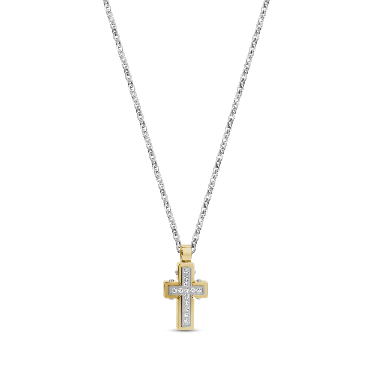 Stone Set Ashes Cross Pendant - Gold