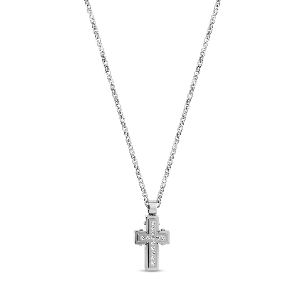Stone Set Ashes Cross Pendant - Silver