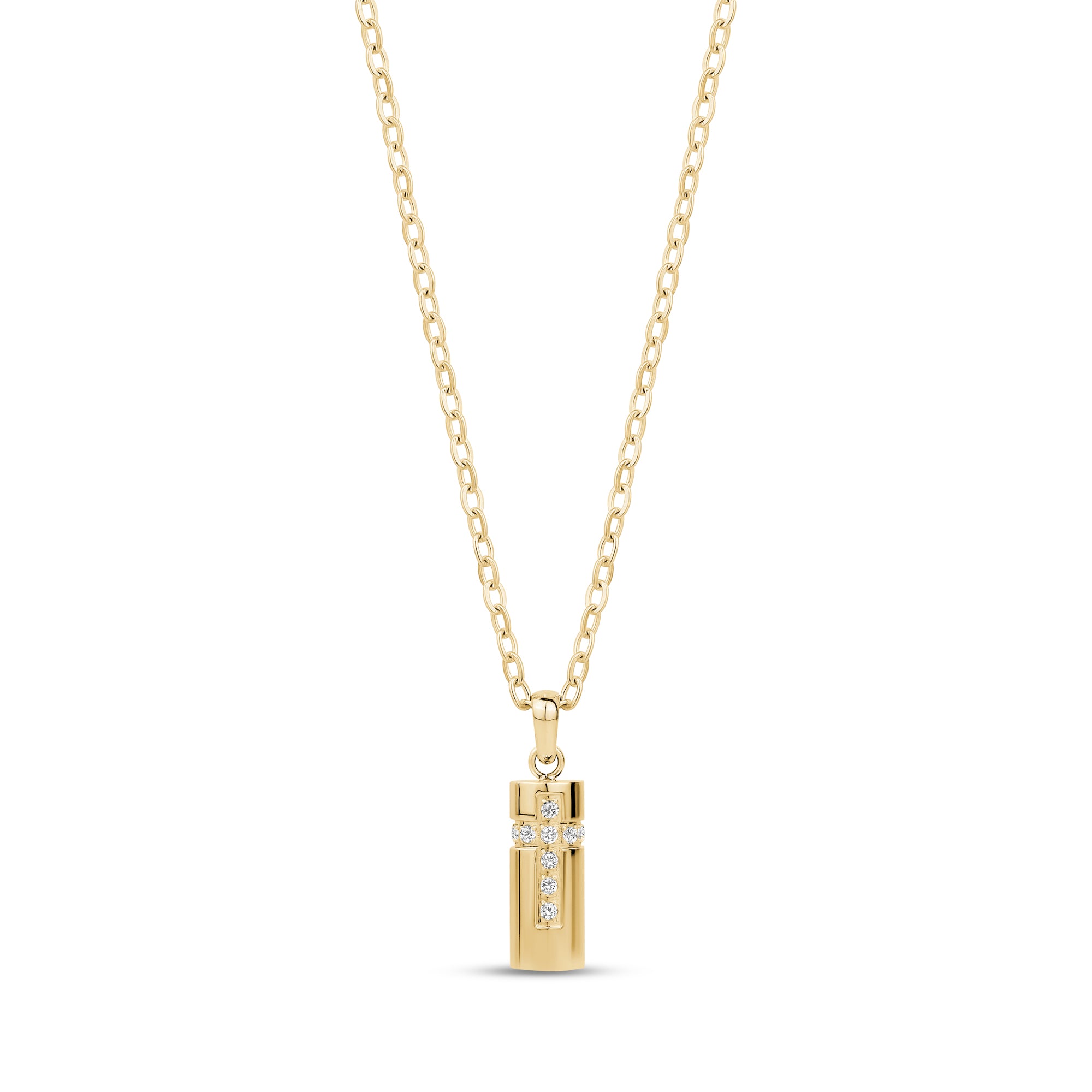 Cz Cross Cremation Capsule - Gold