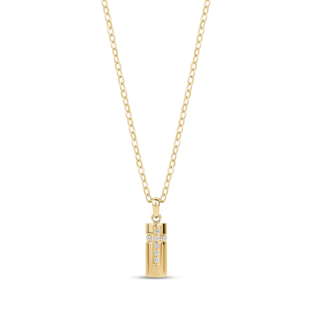 Cz Cross Cremation Capsule - Gold