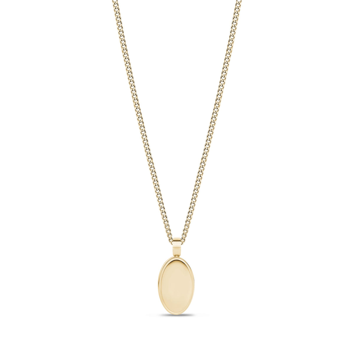 Engravable Oval Pendant Necklace - Gold