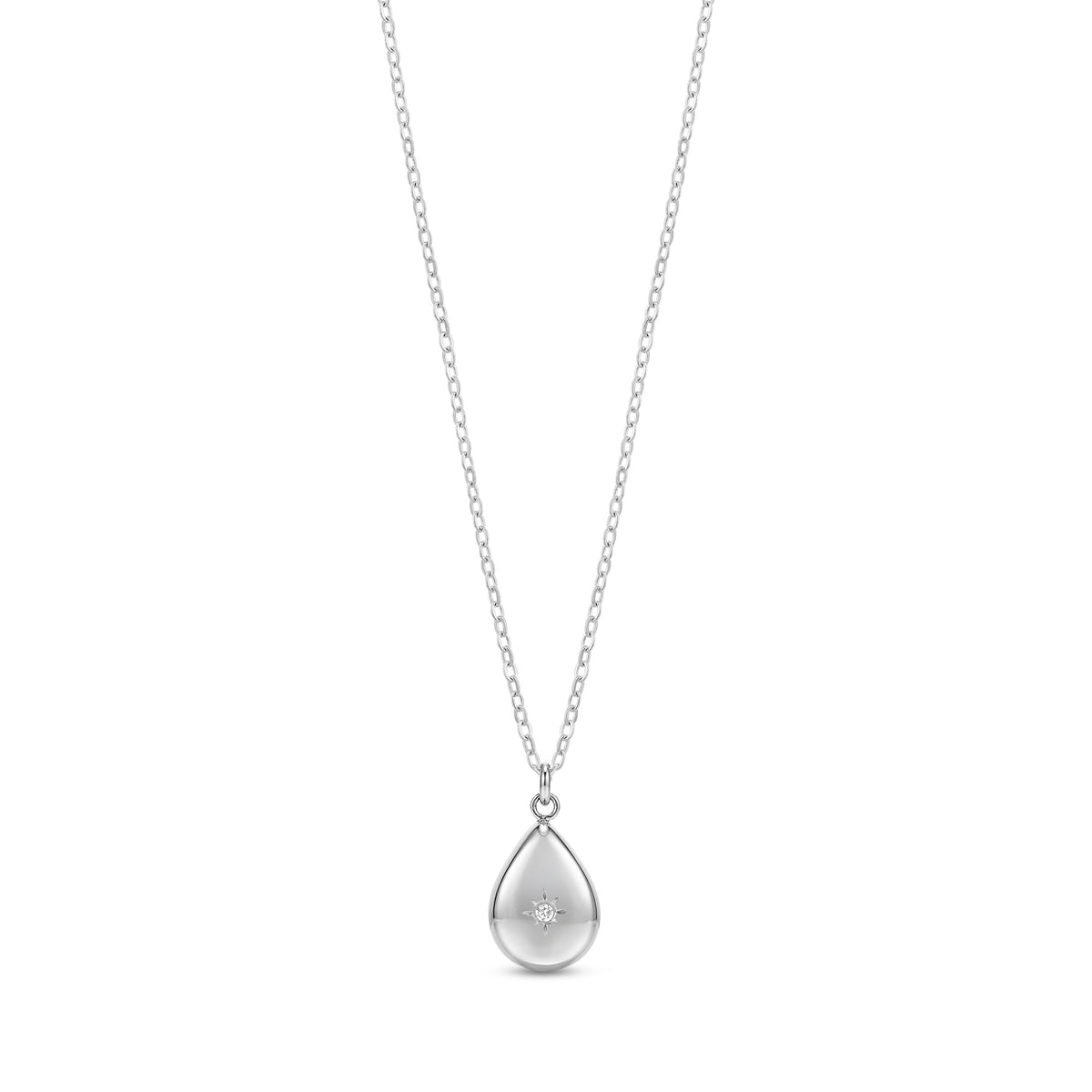 Celestial Teardrop Pendant Necklace - Silver