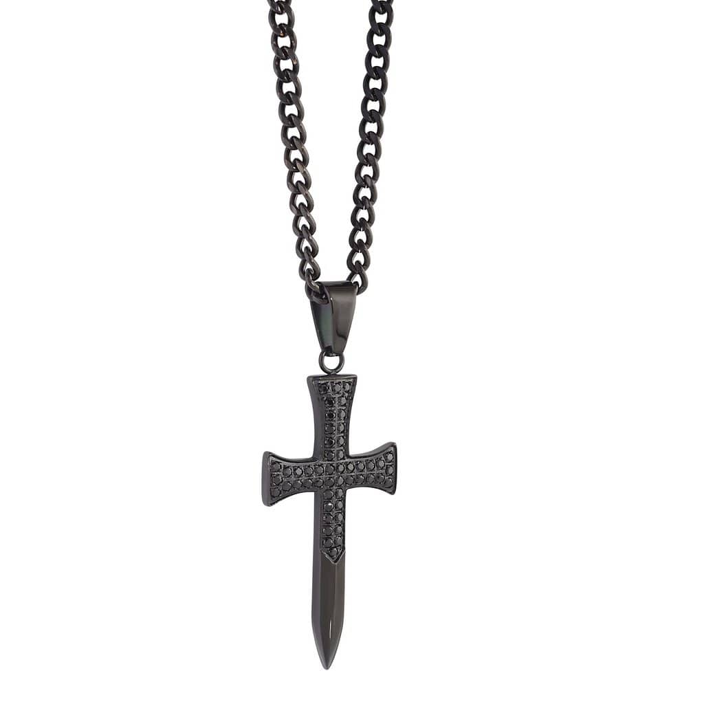Studded Sword Cross Pendant