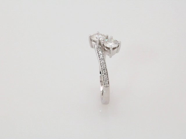6 mm Forever One™ Colorless Lab-Grown Moissanite & 1/6 CTW Natural Diamond Engagement Ring