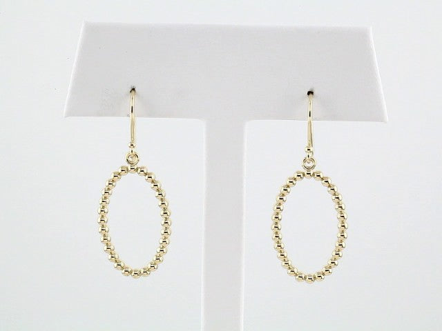 14K Beaded Oval Earrings