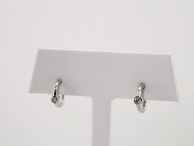 14K 1/8 CTW Natural Diamond Huggie Hoop Earrings