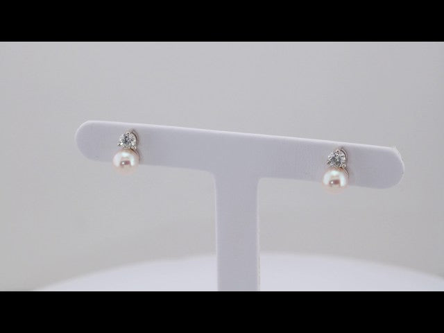 14K Cultured Freshwater Pearl & 1/2 CTW Natural Diamond Earrings