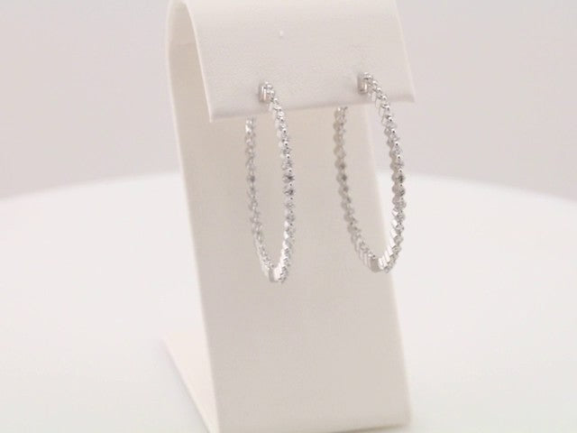 14K 3 CTW Natural Diamond Inside-Outside Hinged Hoop Earrings