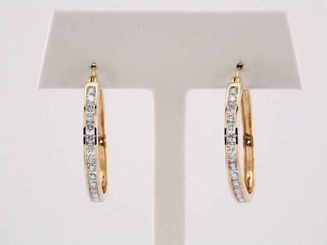14K 1 CTW Natural Diamond Hoop Earrings