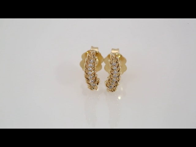 14K .03 CTW Natural Diamond Leaf Ear Climbers