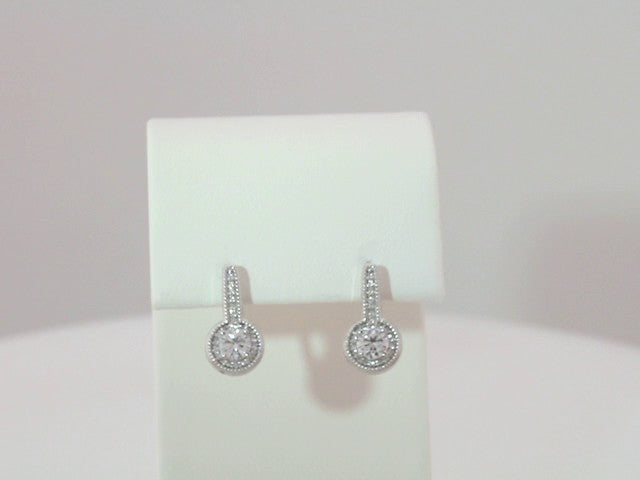 14K 5/8 CTW Natural Diamond Halo-Style Dangle Earrings