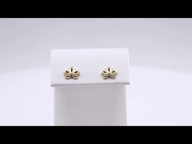 14K Lotus Earrings