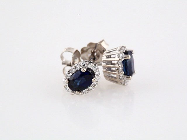 14K Natural Blue Sapphire & 1/3 CTW Natural Diamond Earrings