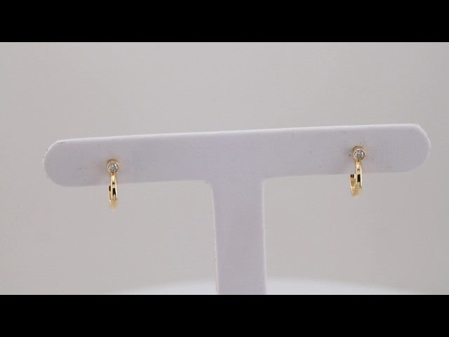 14K 0.06 CTW Natural Diamond Huggie J-Hoop Earring