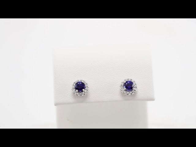 14K Natural Blue Sapphire & 1/8 CTW Natural Diamond Earrings