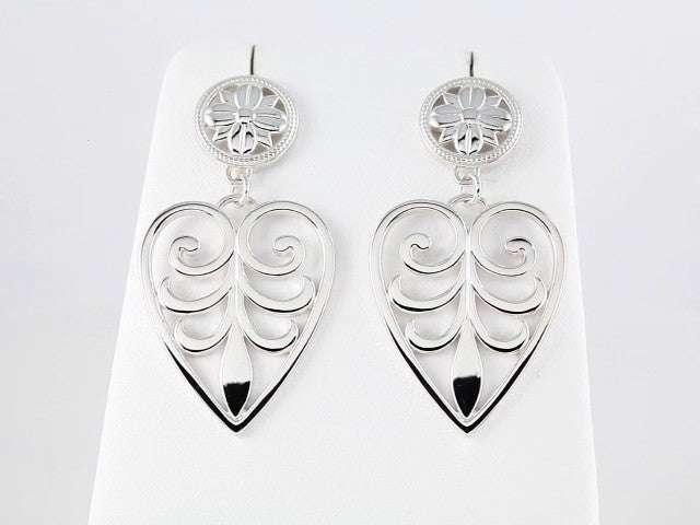 Sterling Silver & 14K Filigree Heart Earrings