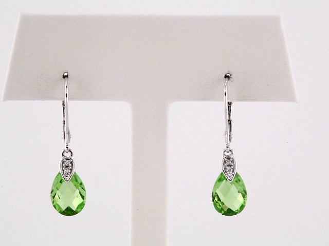 14K Natural Peridot & .025 CTW Natural Diamond Earrings