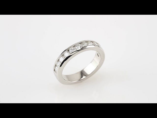 14K White 1 CTW Natural Diamond Channel-Set Matching Band