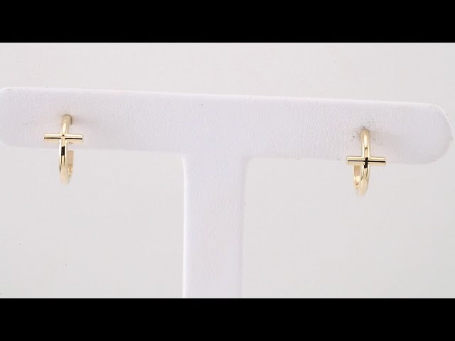 14K Cross Hoop Earrings