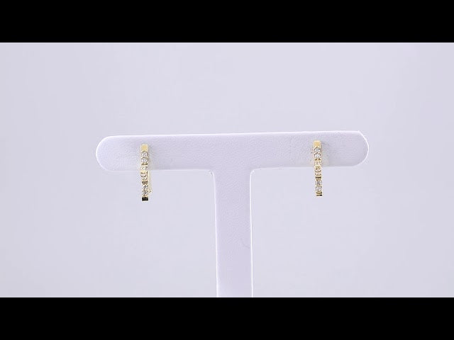 14K 3/8 CTW Natural Diamond Star Hoop Earrings