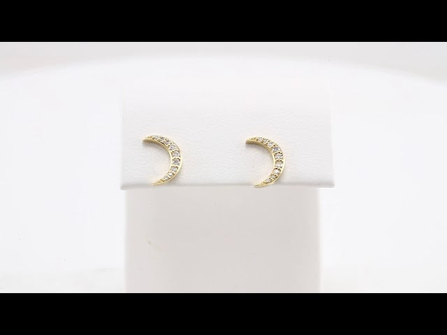 14K 1/10 CTW Natural Diamond Crescent Moon Earrings