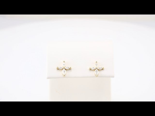 14K 1/3 CTW Natural Diamond Cross Earrings